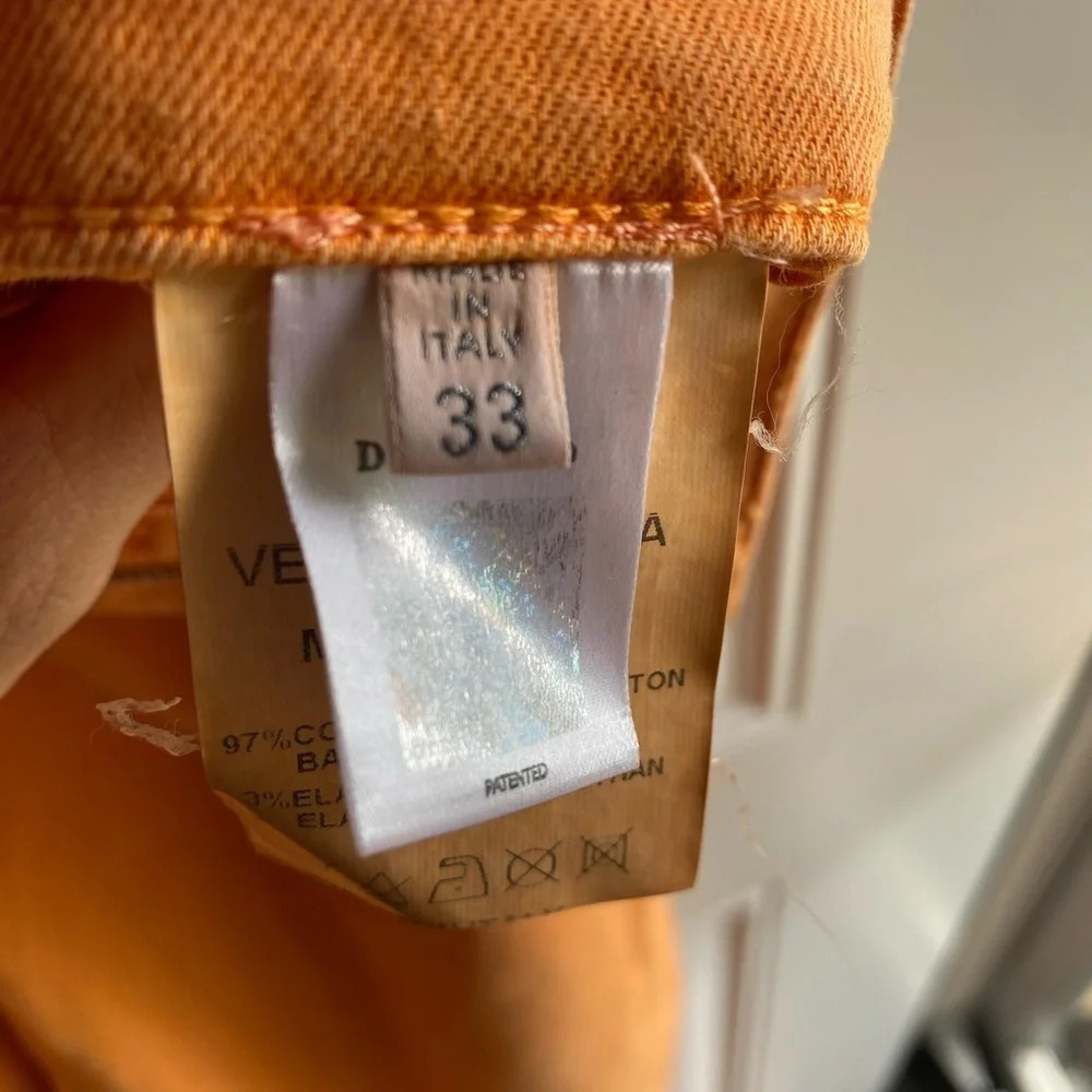 Dismero Denim Pants Made In Italy Jeans Size 33 Orange Bright Skinny Colorblock - Picture 5 of 13